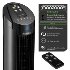 Monzana Turmventilator Fernbedienung 3 Geschwindigkeitsstufen Timer 70° Oszillation Flüsterleise Ventilator Standventilator, Farbe:schwarz 12 Monzana Turmventilator Fernbedienung 3 Geschwindigkeitsstufen Timer 70° Oszillation Flüsterleise Ventilator Standventilator, Farbe:schwarz -Unold Store 016f20b702651bf033ec58432ca5c576