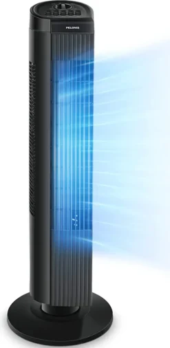 Pelonis Turmventilator, Ventilator Mit 3 Geschwindigkeiten, Ventilator Leise Standventilator Mit 2H Timer & 60° Oszillation, 2-in-1 Lüfter Säulenventilator Nur 52dbA