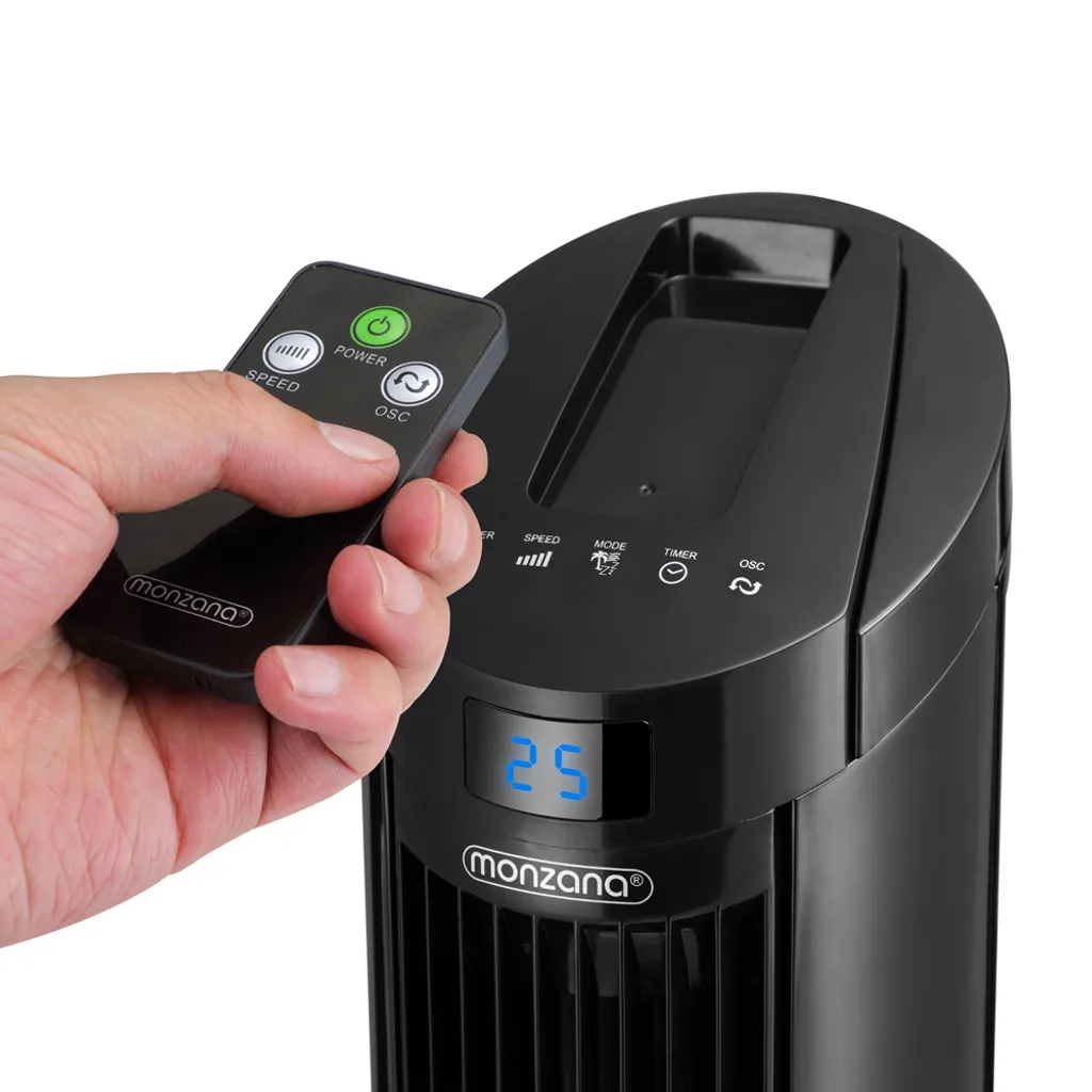 Monzana Turmventilator Fernbedienung 3 Geschwindigkeitsstufen Timer 70° Oszillation Flüsterleise Ventilator Standventilator, Farbe:schwarz 8 Monzana Turmventilator Fernbedienung 3 Geschwindigkeitsstufen Timer 70° Oszillation Flüsterleise Ventilator Standventilator, Farbe:schwarz – Bild 8