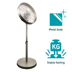 Djive Flowmate Classic 120 Cm Standventilator Mit App & Alexa Sprachsteuerung, Retro Design Bodenventilator, Smart Home Ventilator Mit Fernbedienung, Timer, 80° Oszillation, 50W, Silber -Unold Store 082fdd407d564653580ba12dd7da1651