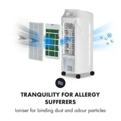 OneConcept Coolster 4-in-1 Klimagerät - Luftkühler, Ventilator, Ionisator Und Luftbefeuchter , 320 M³/h Luftstrom , Zuschaltbarer Oszillation , Abschalt-Timer Bis 9 H , Touch-Bedienung , Weiß -Unold Store 09233ea9bd1b61da2197d110ebd9f544
