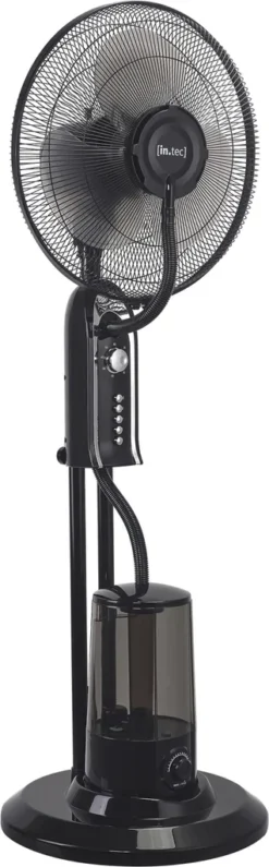 Nebelventilator 75W Mit Wassernebel Mit 3 Geschwindigkeitsstufen Standventilator Ventilator Bodenventilator Luftkühler Oszillierend Schwarz