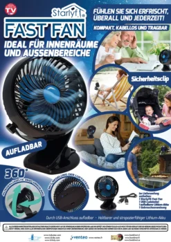 Starlyf® Fast Fan - USB, Miniventilator, Ventilator, Kabellos Und Wieder Aufladbar, Akku, Tragbarer Ventilator, 360 ° - Aus Der TV Werbung 13 Starlyf® Fast Fan - USB, Miniventilator, Ventilator, Kabellos Und Wieder Aufladbar, Akku, Tragbarer Ventilator, 360 ° - Aus Der TV Werbung -Unold Store 185c4b1905cdd57edd43492eac13f437