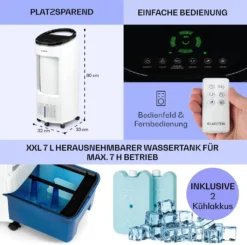 Klarstein Mobiles Klimagerät Ohne Abluftschlauch - Luftkühler Mit Wasser Ventilator Luftbefeuchter Luftreiniger Funktion - 7L Wassertank - Air Cooler Klimaanlage Mobil Mit Fernbedienung - Weiß -Unold Store 19e38c7a30fcb43184964bd73fdda01c