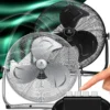 KESSER® Windmaschine Retro Stil | Ventilator In Chrom | Standventilator | Tischventilator Bodenventilator | 3-Stufen | Robuster Stand | Stufenlos Neigbarer Ventilatorkopf | Chrom Silber, Größe:Ø 30cm
