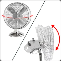 ProfiCare Tisch-Ventilator PC-VL 3062 M, Hochwertiges Metall-Gehäuse, Kleiner Lüfter Mit Verstellbarem Neigungswinkel Und Ruhigem Lauf, Metall-Chrom -Unold Store 22bfdbf716beae6298d94ea446c78a4f