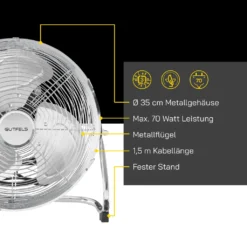 GUTFELS Bodenventilator VB 37058 Ch | Ventilator | Metall | 70 W Leistung | Silber -Unold Store 246f7646efc6166cb4ba590bc7564afc
