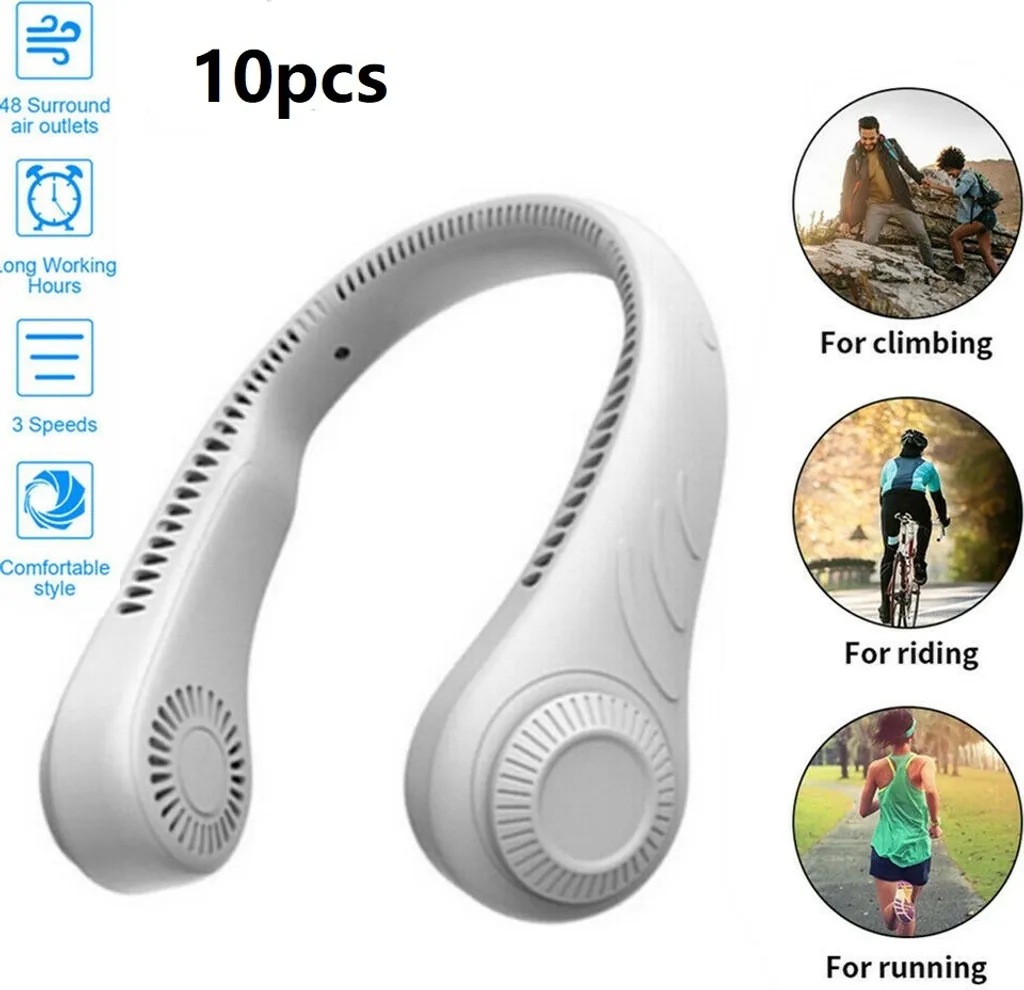 Tragbarer Mini Fan Nackenbügel Klingenloser Hängender Halsventilator Lazy Neck Hanging Cooler USB Wiederaufladbar USB, Weiß 1 Tragbarer Mini Fan Nackenbügel Klingenloser Hängender Halsventilator Lazy Neck Hanging Cooler USB Wiederaufladbar USB, Weiß