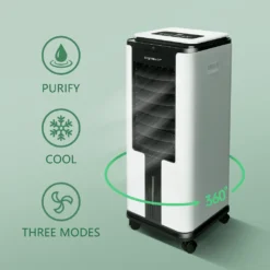Aigostar Air Cooler, 3-in-1 Mobiles Klimagerät Ohne Abluftschlauch Mit Wasserkühlung, Luftkühler Mit Verdunstungskühlung, Ventilator, Luftbefeuchter, 7L Wassertank, Fernbedienung, 12Std Timer, 75W -Unold Store 2d8b3dcc55f0de3e9faa0ebacc9f9cd7