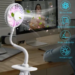 Klippbarer Ventilator Akku Leise USB Klemmbarer Tischventilator Schwenkbar 360° 3 Geschwindigkeiten Wiederaufladbar Schreibtisch Mini Auto Clip-Ventilator Fan -Unold Store 384cb8ccd7454b823805d96437718418