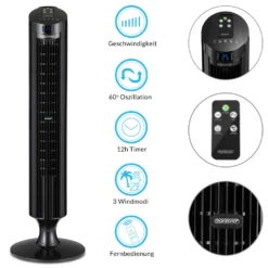 Monzana Turmventilator Fernbedienung 3 Geschwindigkeitsstufen Timer 70° Oszillation Flüsterleise Ventilator Standventilator, Farbe:schwarz 17 Monzana Turmventilator Fernbedienung 3 Geschwindigkeitsstufen Timer 70° Oszillation Flüsterleise Ventilator Standventilator, Farbe:schwarz -Unold Store 3aaeb2d678b8b7925b7a99bb34e6d77b