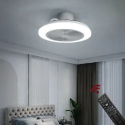 Eurotondisplay Deckenventilator Mit LED Beleuchtung D3301 Deckenlampe Ø 50cm 96W Mit Fernbedienung Lichtfarbe/Helligkeit Einstellbar Dimmbar LED Deckenleuchte Fan Light Ceiling
