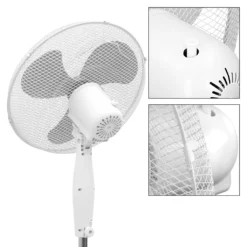 ECD Germany Standventilator 45W, Ø 40cm, Weiß/Grau - Leise, 3 Geschwindigkeitsstufen - Standfuß Höhenverstellbar 102-120 Cm - 90° Oszillazion 30° Neigbar - Ventilator Standlüfter Luftkühler Bödenventilator -Unold Store 4c3ac608561d6c67c3ed364376af103d