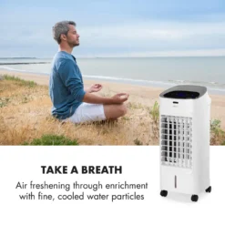 OneConcept Coolster 4-in-1 Klimagerät - Luftkühler, Ventilator, Ionisator Und Luftbefeuchter , 320 M³/h Luftstrom , Zuschaltbarer Oszillation , Abschalt-Timer Bis 9 H , Touch-Bedienung , Weiß -Unold Store 4c9e4ff253a085ef84bdecaf2e764924