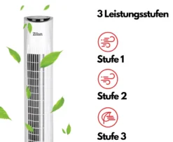Zilan Turmventilator | 3 Stufen | 2 Modi | 7,5h Timer | Fernbedienung | Oszillierend | 17 Zilan Turmventilator | 3 Stufen | 2 Modi | 7,5h Timer | Fernbedienung | Oszillierend | -Unold Store 4ce2d547e078c62954c213107258c362