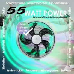 KESSER® 3in1 Standventilator Tischventilator Wandventilator Mit App Wifi , Fernbedienung | Timer | Leise Oszillation 80 Grad | Ventilator | 4 Geschwindigkeiten Inkl. Wandhalterung , Farbe:Schwarz -Unold Store 51d829dad1a3509619966b72812c6124