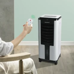 Aigostar Air Cooler, 3-in-1 Mobiles Klimagerät Ohne Abluftschlauch Mit Wasserkühlung, Luftkühler Mit Verdunstungskühlung, Ventilator, Luftbefeuchter, 7L Wassertank, Fernbedienung, 12Std Timer, 75W -Unold Store 54b42045a9d084126ff250ae80820883