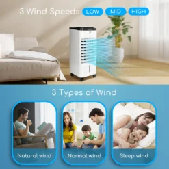 Aigostar 3,5L Mobiler Luftkühler 4-in-1 Mit 3 Stufen, LED Anzeige, Klima Ventilator Mit Fernbedienung, Mobiles Klimagerät Ohne Abluftschlauch Inkl. Timer & Oszillation Aircooler (Weiß/Schwarz) -Unold Store 566dd4acb761b1afb9fbdfd796a3441a