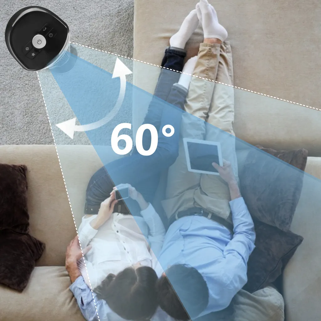 Aigostar Turmventilator, Leise Mit Fernbedienung, 35W, 60° Oszillierend, 3 Geschwindigkeitsstufen, 7 Stunden Timer, Säulenventilator Mit Speicher Funktion, 103cm Standventilator Tower Fan, Schwarz 5 Aigostar Turmventilator, Leise Mit Fernbedienung, 35W, 60° Oszillierend, 3 Geschwindigkeitsstufen, 7 Stunden Timer, Säulenventilator Mit Speicher Funktion, 103cm Standventilator Tower Fan, Schwarz – Bild 5