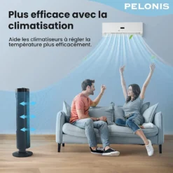 Pelonis Turmventilator, Ventilator Mit 3 Geschwindigkeiten, Ventilator Leise Standventilator Mit 2H Timer & 60° Oszillation, 2-in-1 Lüfter Säulenventilator Nur 52dbA -Unold Store 5e5dfd353609ba28af3a0937cd8f8f6b