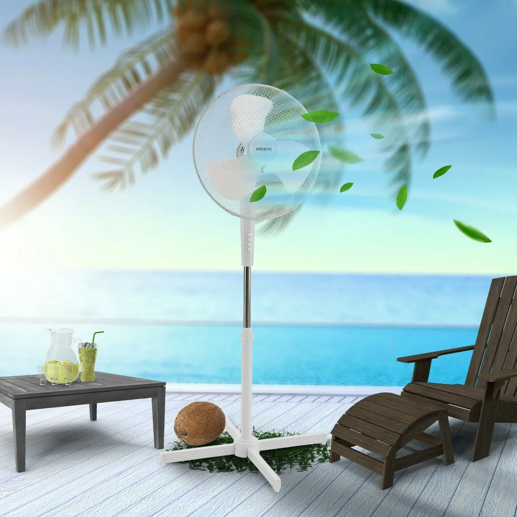 AREBOS Standventilator Turmventilator 45W, 80° Oszillation, 3 Geschwindigkeitsstufen, Leiser Betrieb, Weiß, Höhenverstellbar Bis 122 Cm, Bis 30° Neigbar 2 AREBOS Standventilator Turmventilator 45W, 80° Oszillation, 3 Geschwindigkeitsstufen, Leiser Betrieb, Weiß, Höhenverstellbar Bis 122 Cm, Bis 30° Neigbar – Bild 2