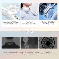 2000mah Persönlicher Nackenventilator, Hals Fan, Wiederaufladbare Ice Freihändiger Tragbarer Ventilator Weiß -Unold Store 70b8cb851313de91c7c8c711e1ff1b90