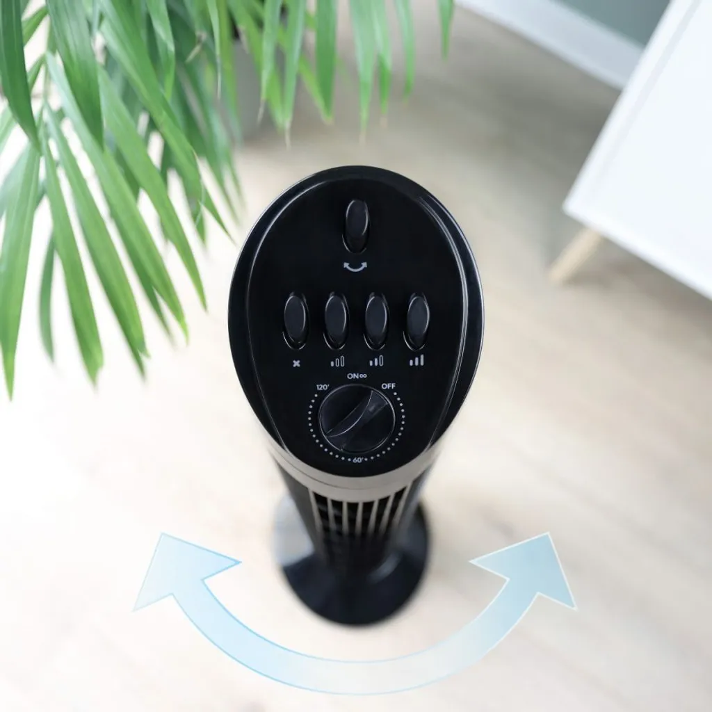 JAP Quebec Oszillierender Leise Turmventilator - 3 Geschwindigkeitsstufen - Drehend - Säulenventilator Mit Timer - Weiß 9 JAP Quebec Oszillierender Leise Turmventilator - 3 Geschwindigkeitsstufen - Drehend - Säulenventilator Mit Timer - Weiß – Bild 9