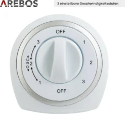 AREBOS Turmventilator, 50 Watt, 60°-Oszillation, 3 Geschwindigkeitsstufen, Ventilator Mit Tragegriff, Weiß, Leise -Unold Store 727c0a9162565bb88a83addb1b774fbd