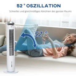 HOMCOM Luftkühler Mit Wasserkühlung Fernbedienung Turmventilator Standventilator Mit Luftbefeuchtung Klimagerät 8h Timer Nutzungsraum 20㎡ 60W ABS Weiß Ø30 X 100,8H Cm -Unold Store 751e06825faab8757a2f49d44655c99c