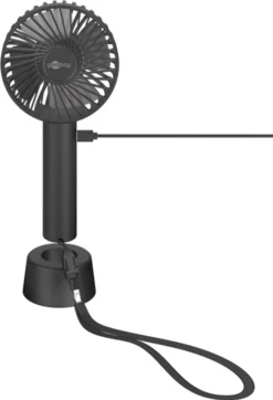Goobay Tragbarer Handventilator Mit Standfuß - Geräuschlos, Wiederaufladbar - Mit Akku (2000mAh) Und Ladekabel, Schwarz -Unold Store 78ff5ddcc41c2749d48d6167dea4fd57