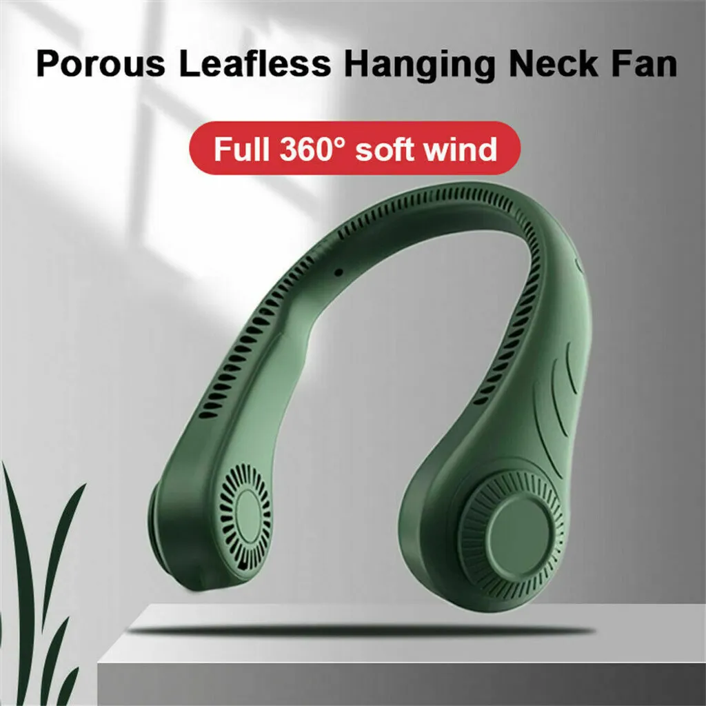 Tragbarer Mini Fan Nackenbügel Klingenloser Hängender Halsventilator Lazy Neck Hanging Cooler USB Wiederaufladbar USB, Grün 8 Tragbarer Mini Fan Nackenbügel Klingenloser Hängender Halsventilator Lazy Neck Hanging Cooler USB Wiederaufladbar USB, Grün – Bild 8