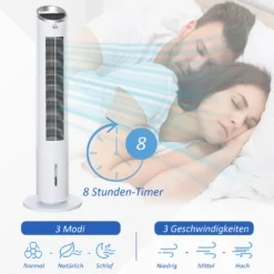 HOMCOM Luftkühler Mit Wasserkühlung Fernbedienung Turmventilator Standventilator Mit Luftbefeuchtung Klimagerät 8h Timer Nutzungsraum 20㎡ 60W ABS Weiß Ø30 X 100,8H Cm -Unold Store 806ba8f872fb0df537f414b5394da548