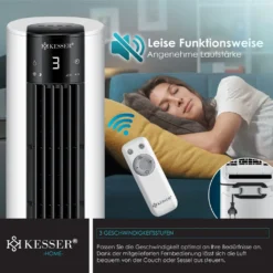 KESSER® 4in1 Mobile Klimaanlage Tower Klimagerät Ventilator/Luftkühler/Luftbefeuchter/Ionisator, Mit Fernbedienung , Timer , Wassertank, 60W, Klima , 2 Kühlakkus Turmventilator, Farbe:Weiß / Schwarz 20 KESSER® 4in1 Mobile Klimaanlage Tower Klimagerät Ventilator/Luftkühler/Luftbefeuchter/Ionisator, Mit Fernbedienung , Timer , Wassertank, 60W, Klima , 2 Kühlakkus Turmventilator, Farbe:Weiß / Schwarz -Unold Store 84904ca0e8fbcc7a5457c6ec5cef2351