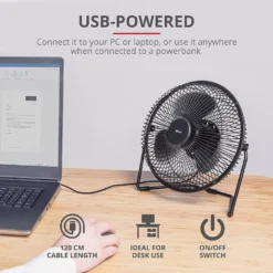 Trust Blaze USB-Kühllüfter, Einstellbare Geschwindigkeit, 120 Cm Kabel - Schwarz -Unold Store 8a3fe069086c6a30cd3e645380de6a07