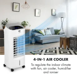 OneConcept Coolster 4-in-1 Klimagerät - Luftkühler, Ventilator, Ionisator Und Luftbefeuchter , 320 M³/h Luftstrom , Zuschaltbarer Oszillation , Abschalt-Timer Bis 9 H , Touch-Bedienung , Weiß -Unold Store 937076422b2d5ead6bb329175ad9105f
