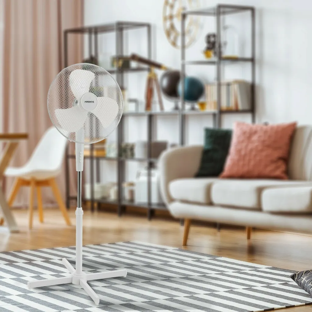 AREBOS Standventilator Turmventilator 45W, 80° Oszillation, 3 Geschwindigkeitsstufen, Leiser Betrieb, Weiß, Höhenverstellbar Bis 122 Cm, Bis 30° Neigbar 12 AREBOS Standventilator Turmventilator 45W, 80° Oszillation, 3 Geschwindigkeitsstufen, Leiser Betrieb, Weiß, Höhenverstellbar Bis 122 Cm, Bis 30° Neigbar – Bild 12