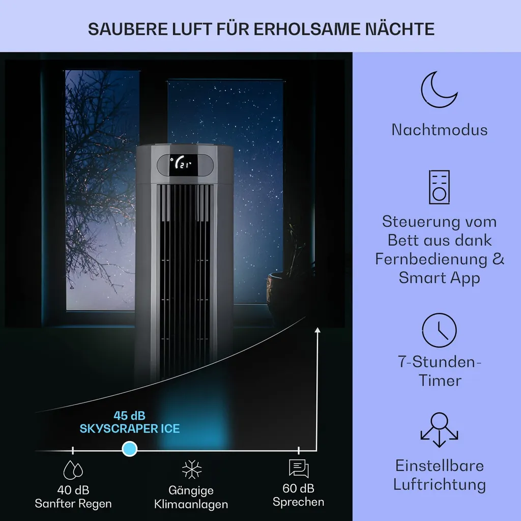 Klarstein Mobiles Klimagerät Ohne Abluftschlauch - Luftkühler Mit Wasser Ventilator Luftbefeuchter Lufreiniger Funktion - 7L Wassertank - Air Cooler Klimaanlage Mobil Mit Fernbedienung - Schwarz 4 Klarstein Mobiles Klimagerät Ohne Abluftschlauch - Luftkühler Mit Wasser Ventilator Luftbefeuchter Lufreiniger Funktion - 7L Wassertank - Air Cooler Klimaanlage Mobil Mit Fernbedienung - Schwarz – Bild 4