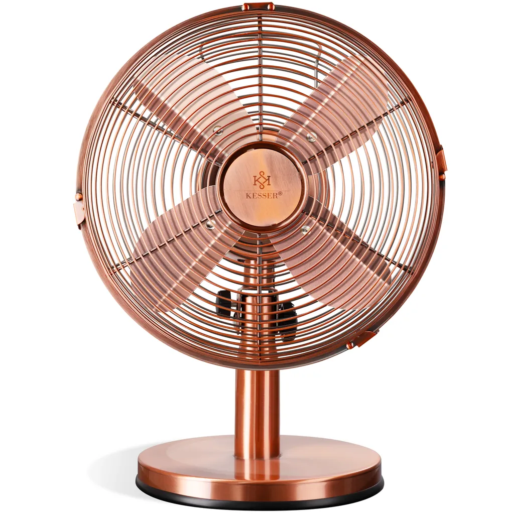 KESSER® - Tischventilator Design Retro Voll-Metallgehäuse 80° Oszillation - Leise Ventilator Mit 3 Geschwindigkeitsstufen - Zuschaltbare | Windmaschine | Neigungswinkel Ca. 40° Metall, Farbe:Kupfer 3 KESSER® - Tischventilator Design Retro Voll-Metallgehäuse 80° Oszillation - Leise Ventilator Mit 3 Geschwindigkeitsstufen - Zuschaltbare | Windmaschine | Neigungswinkel Ca. 40° Metall, Farbe:Kupfer – Bild 3