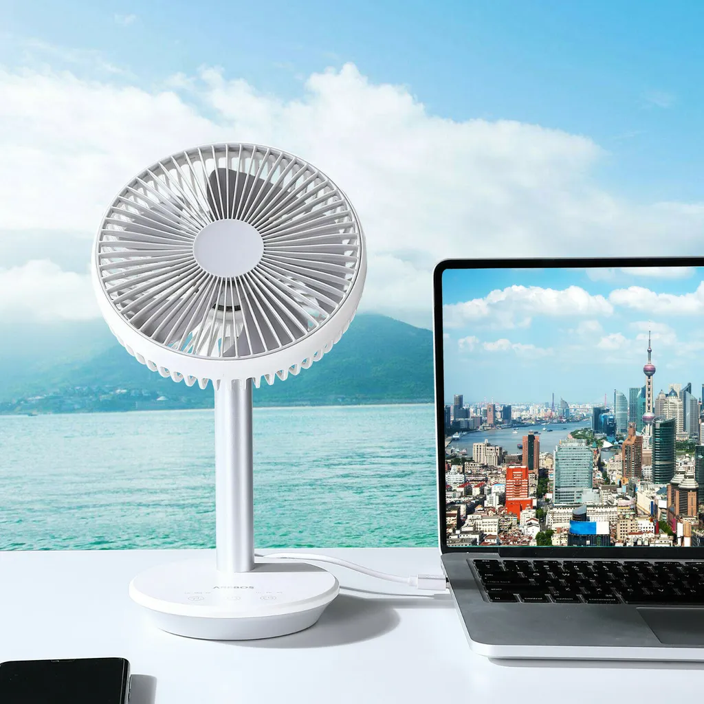 AREBOS USB-Tischventilator Mit Timer, Wiederaufladbarer 2500 MAh – Akku, 45° Neigbar, Ventilator Mit 3 Geschwindigkeitsstufen, Inkl. USB-Kabel 12 AREBOS USB-Tischventilator Mit Timer, Wiederaufladbarer 2500 MAh – Akku, 45° Neigbar, Ventilator Mit 3 Geschwindigkeitsstufen, Inkl. USB-Kabel – Bild 12
