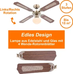 Deckenventilator Mit Fernbedienung Und Licht Ventilator Lampe Holz Optik 106 Cm -Unold Store 9b29a3db8e68f881a77e0a147065e235