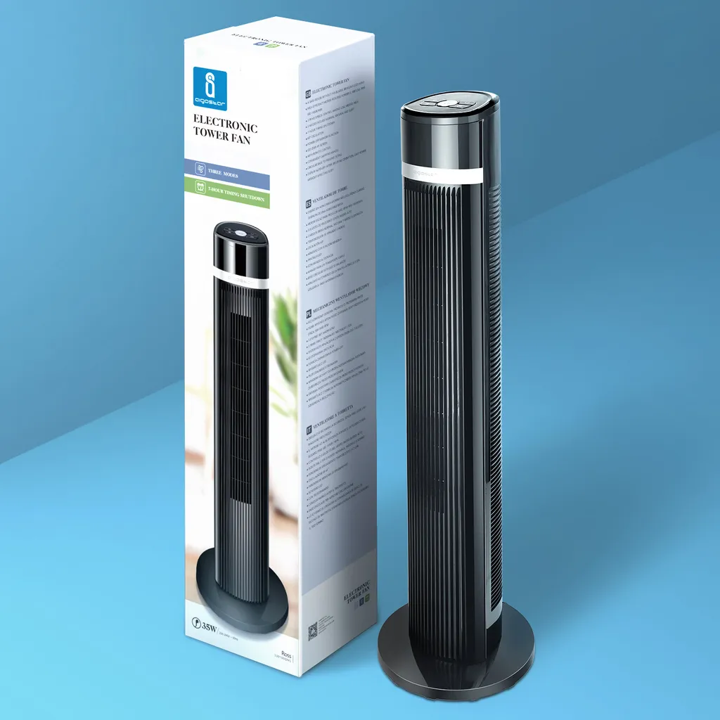 Aigostar Turmventilator, Leise Mit Fernbedienung, 35W, 60° Oszillierend, 3 Geschwindigkeitsstufen, 7 Stunden Timer, Säulenventilator Mit Speicher Funktion, 103cm Standventilator Tower Fan, Schwarz 6 Aigostar Turmventilator, Leise Mit Fernbedienung, 35W, 60° Oszillierend, 3 Geschwindigkeitsstufen, 7 Stunden Timer, Säulenventilator Mit Speicher Funktion, 103cm Standventilator Tower Fan, Schwarz – Bild 6