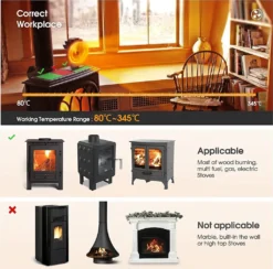 Kaminventilator Ofenventilator Kaminofen Ventilator Ohne Strom 7 Blatt Heizlüfter Ventilator Fan Stromloser Kaminofen (Grau) -Unold Store a3501b97248b9c2f2d2e359a62c85313