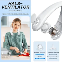 2000mah Persönlicher Nackenventilator, Hals Fan, Wiederaufladbare Ice Freihändiger Tragbarer Ventilator Weiß -Unold Store a42b3097fdb3b4714bfe6ac0f786d1eb