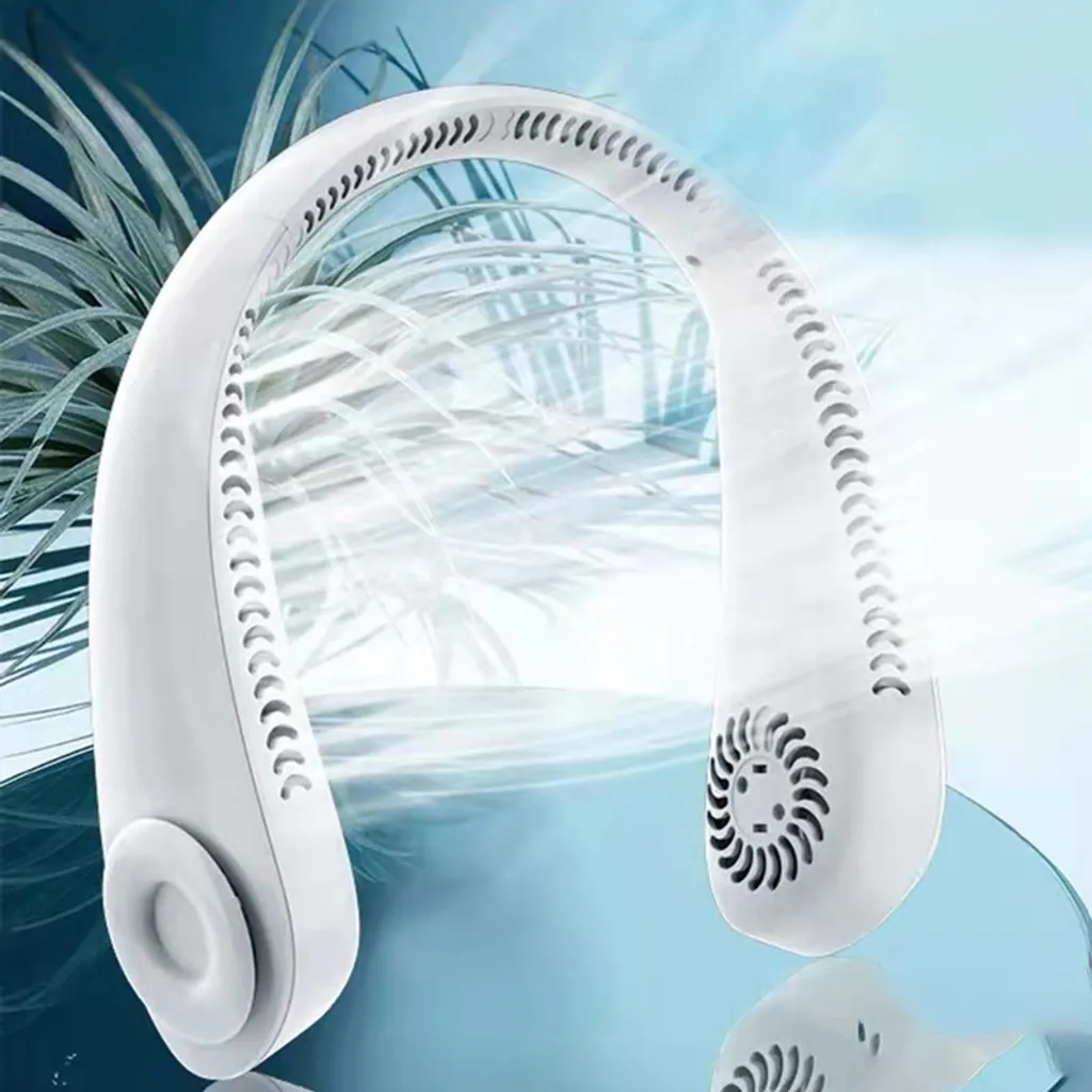 Flexibler Halsventilator, Leiser Blattloser Sportventilator, USB Drehbarer Nackenkühler Zum Aufhängen Für Outdoor Sportarten, Weiß 2 Flexibler Halsventilator, Leiser Blattloser Sportventilator, USB Drehbarer Nackenkühler Zum Aufhängen Für Outdoor Sportarten, Weiß – Bild 2