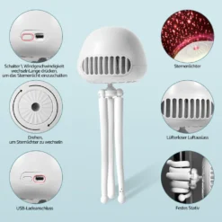 CMYBABEE Kinderwagen Ventilator, Tragbarer Blattloser Ventilator, 3-Gang-Optionen, Wiederaufladbarer, USB Ventilator, Für Kinderwagen, Schreibtisch, Zelt Und Reise, Handheld Ventilator-Weiß -Unold Store a7fa9ebc7906f32e246151ce979b5ecc