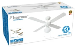 Bestron Deckenventilator Mit Beleuchtung, 3 Geschwindkigkeitsstufen & Großer Flügelspannweite Von Ø102 Cm, 50 W, Farbe: Ahorn/Weiß -Unold Store a82bb9a6df526ee5a062c640b000613d