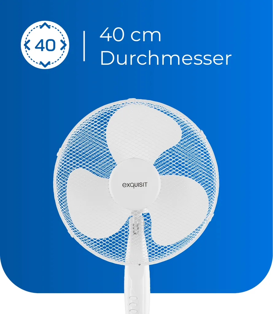 Exquisit Standventilator VS 35064 We| Pianokey | 50 Watt | Oszillation | Weiß 4 Exquisit Standventilator VS 35064 We| Pianokey | 50 Watt | Oszillation | Weiß – Bild 4