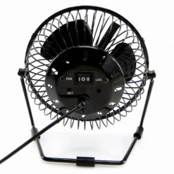 15cm Mini USB-Tischventilator Ventilator Aus Metall Mit LED-Animation Für Temperatur Und Uhrzeit - Stufenlos Neigbar Um 360°, Energiesparend, Extrem Leise -Unold Store aa335316f9c23eb37dbdab0df02615d4