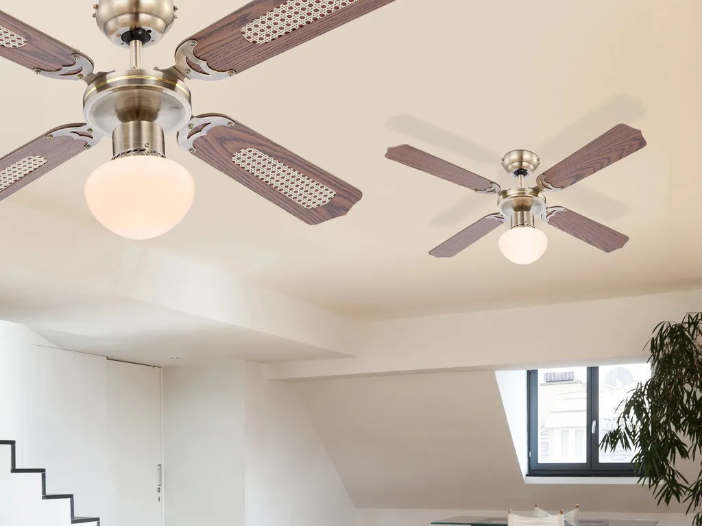 Globo Lighting VENTILATOR Metall Altmessing, Blade Turnable, Zugschalter Kette, Max. Motorleistung 50W, Optimale Raumnutzung 15m², Abkühlung, Aufheizen, Geschwindigkeitsstufen 115/185/235 RPM, ø: 1066mm, H: 415mm, Exkl. 1x E27 60W 230V 9 Globo Lighting VENTILATOR Metall Altmessing, Blade Turnable, Zugschalter Kette, Max. Motorleistung 50W, Optimale Raumnutzung 15m², Abkühlung, Aufheizen, Geschwindigkeitsstufen 115/185/235 RPM, ø: 1066mm, H: 415mm, Exkl. 1x E27 60W 230V – Bild 9