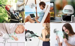 CMYBABEE Kinderwagen Ventilator, Tragbarer Blattloser Ventilator, 3-Gang-Optionen, Wiederaufladbarer, USB Ventilator, Für Kinderwagen, Schreibtisch, Zelt Und Reise, Handheld Ventilator-Weiß -Unold Store b210f66445883a15a03a083ca085df9c